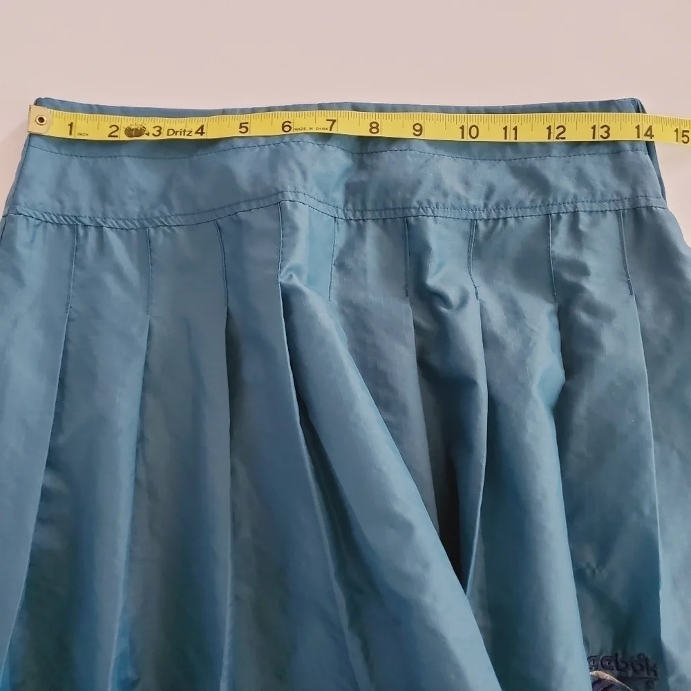 1311 * Reebok Pleated Nylon Mini Skirt Green Size 8 Vintage - Picture 7 of 8